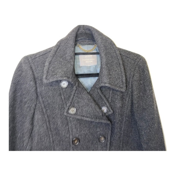 J. Crew Charcoal Dark Gray Stadium Cloth Nello Gore Wool Blend Pea Coat - Picture 3 of 11